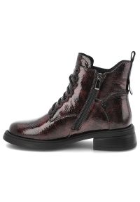 Bordowe Botki S.Barski Wygodne Buty Damskie. Okazja: na co dzień. Zapięcie: sznurówki. Kolor: czerwony. Materiał: lakier, skóra. Sezon: zima, jesień. Styl: casual, klasyczny #4