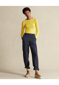 Ralph Lauren - RALPH LAUREN - Żółty sweter. Typ kołnierza: polo. Kolor: żółty. Materiał: bawełna. Długość: długie