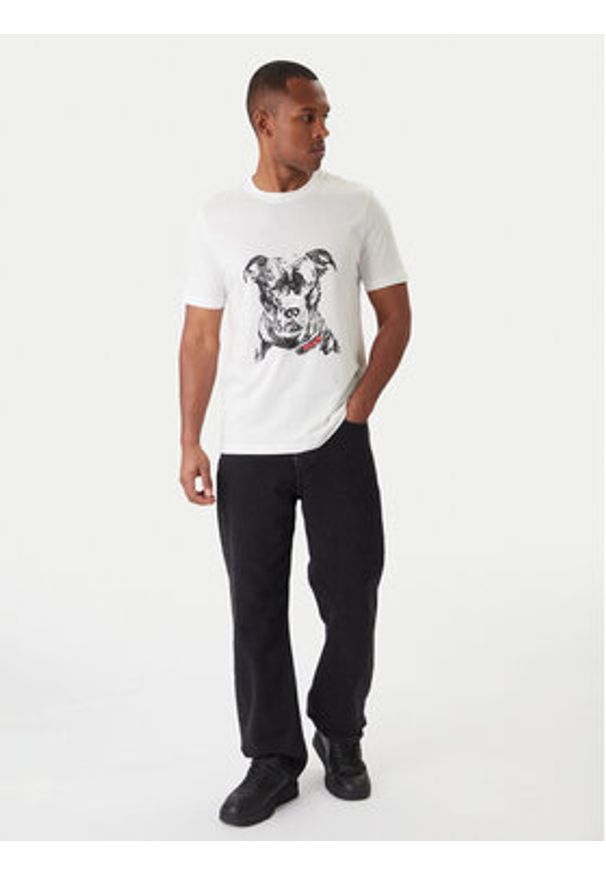 Hugo - HUGO T-Shirt Dubrox 50553779 Écru Regular Fit. Materiał: bawełna