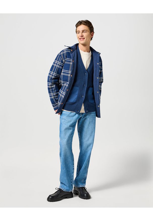 Wrangler - WRANGLER MĘSKI SWETER CARDIGAN BLUE 112357288 W8F5017358