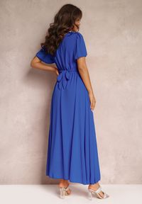 Renee - Niebieska Rozkloszowana Sukienka z Kopertowym Dekoltem Obillis. Okazja: na co dzień, na imprezę. Kolor: niebieski. Typ sukienki: kopertowe. Styl: elegancki, casual #5