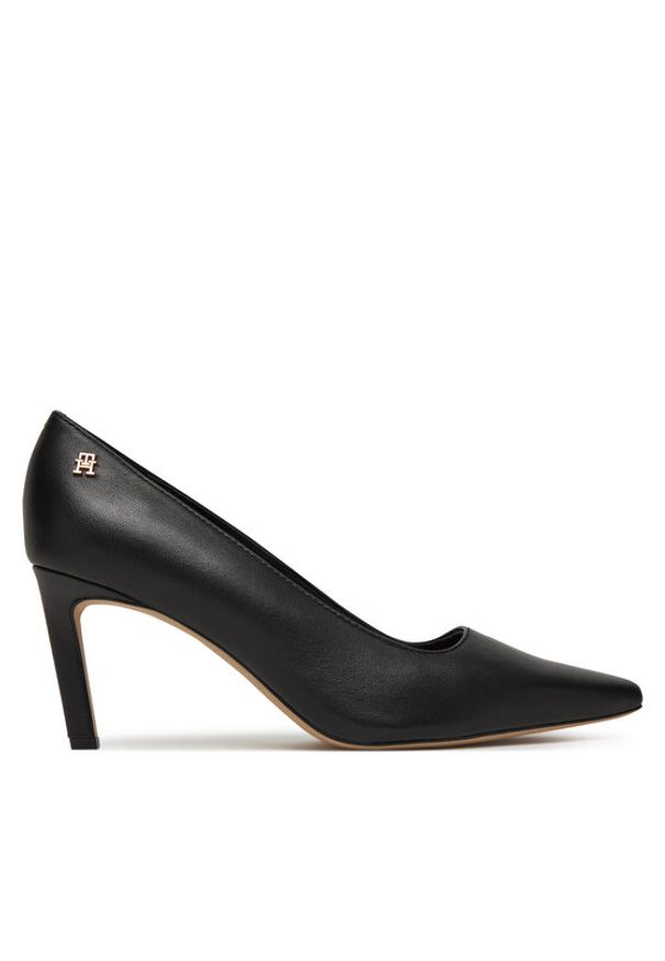 TOMMY HILFIGER - Tommy Hilfiger Szpilki Logo Pump Slanted Hl FW0FW08993 Czarny. Kolor: czarny. Materiał: skóra. Obcas: na szpilce