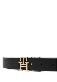 TOMMY HILFIGER - Tommy Hilfiger Pasek Damski Th Logo 3.0 Rev Mono AW0AW18019 Czarny. Kolor: czarny. Materiał: skóra #3