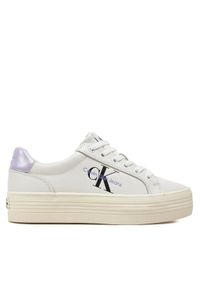 Calvin Klein Jeans Sneakersy Vulc Flatform Laceup Lth YW0YW01474 Biały. Kolor: biały. Materiał: skóra