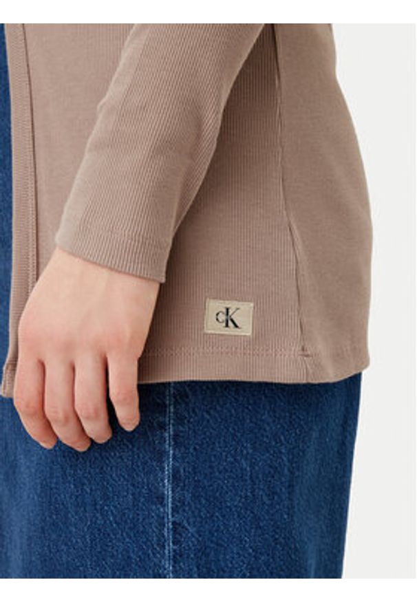 Calvin Klein Jeans Kardigan J20J224761 Beżowy Slim Fit. Kolor: beżowy. Materiał: bawełna