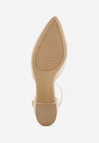 Renee - Beżowe Czółenka ze Sportowej Tkaniny VICES na Słupku z Paskiem przy Kostce Loraira. Zapięcie: pasek. Kolor: beżowy. Materiał: tkanina. Obcas: na słupku. Styl: sportowy #5