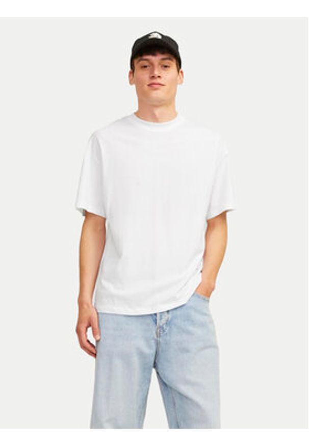 Jack & Jones Komplet t-shirtów Bradley 12264845 Biały Wide Fit. Kolor: biały. Materiał: bawełna
