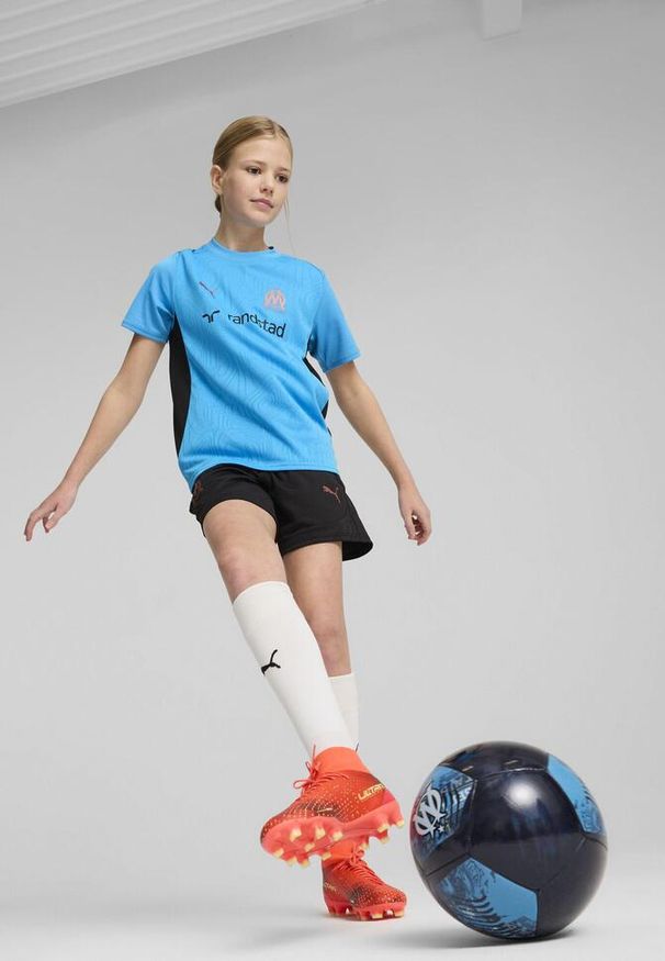 Puma - Młodzieżowe szorty treningowe Olympique Marsylia PUMA Black Copper Metallic. Kolor: wielokolorowy, czarny, szary. Sport: piłka nożna