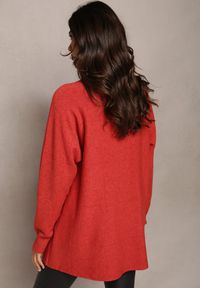 Renee - Czerwony Luźny Sweter z Długim Rękawem Roselin. Kolor: czerwony. Materiał: dzianina, wiskoza, bawełna. Długość rękawa: długi rękaw. Długość: długie. Styl: elegancki #5