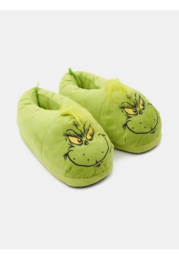 Sinsay - Ciepłe kapcie z motywem świątecznym Grinch - zielony. Kolor: zielony. Styl: wizytowy