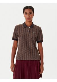 Lacoste Polo DF3364 Brązowy Slim Fit. Typ kołnierza: polo. Kolor: brązowy. Materiał: syntetyk, bawełna