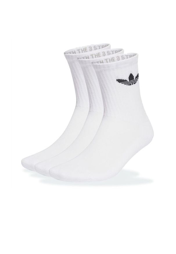 Adidas - Skarpetki unisex adidas Originals Trefoil Cushion Crew Socks 3 Pairs IJ5616 - białe. Kolor: biały. Materiał: poliester, materiał, bawełna, elastan, nylon. Wzór: aplikacja