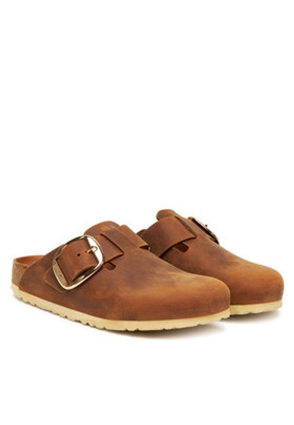 Birkenstock Klapki Boston Big Buckle Hex 1030446 Brązowy. Kolor: brązowy. Materiał: skóra