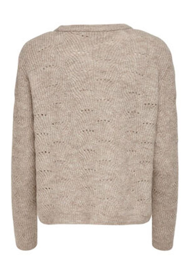only - ONLY Sweter 15234745 Beżowy Regular Fit. Kolor: beżowy. Materiał: syntetyk