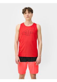 4f - Tank top regular z nadrukiem męski. Kolor: czerwony. Materiał: bawełna. Wzór: nadruk #1