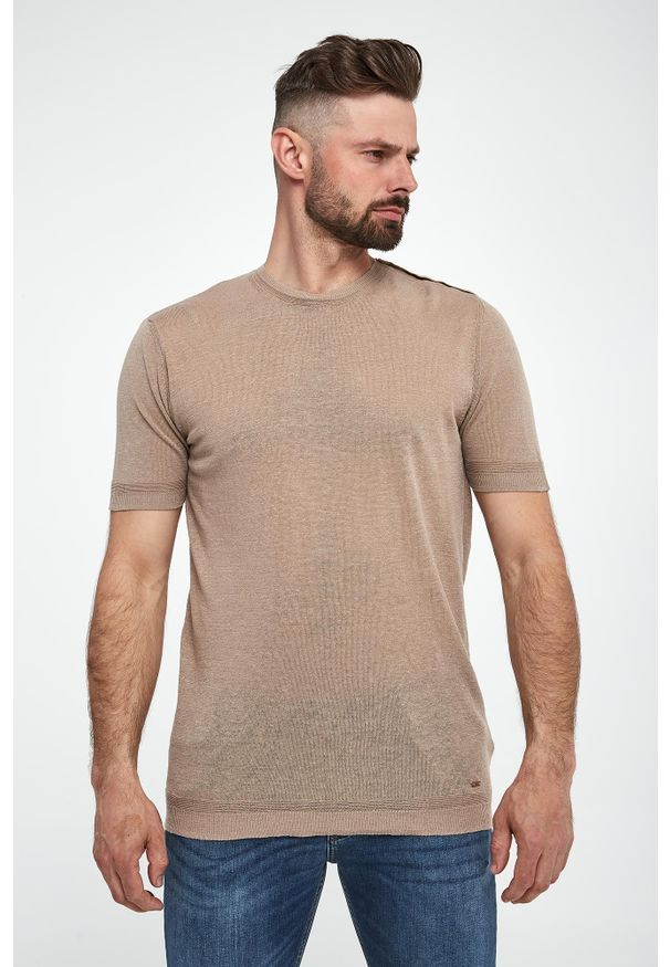 Liu Jo - T-shirt męski lniany LIU JO. Materiał: len