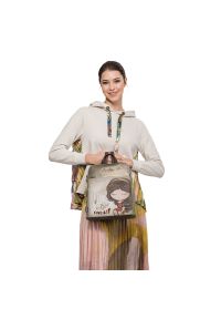 Szary Damski Plecak Anekke Z Laleczką. Kolor: szary. Styl: casual #8