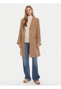 Calvin Klein Płaszcz wełniany LV044D558G Brązowy Slim Fit. Kolor: brązowy. Materiał: wełna #6