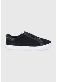 Calvin Klein Jeans tenisówki damskie kolor czarny. Nosek buta: okrągły. Zapięcie: sznurówki. Kolor: czarny. Materiał: materiał, włókno, guma