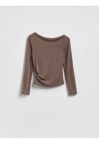 Reserved - Longsleeve z wiskozą - brązowy. Kolor: brązowy. Materiał: wiskoza. Długość rękawa: długi rękaw #1