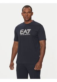 EA7 Emporio Armani T-Shirt 6DPT81 PJVPZ 1562 Granatowy Regular Fit. Kolor: niebieski. Materiał: bawełna