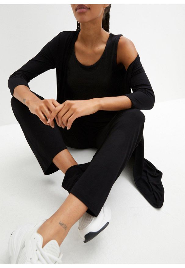 bonprix - Odzież domowa z wiskozy (kompl. 3-częściowy). Okazja: do domu. Kolor: czarny. Materiał: wiskoza