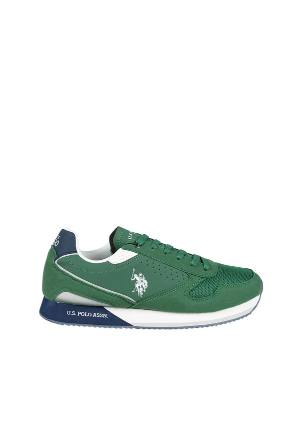 U.S. Polo Assn. Sneakersy "Nobil003" | Nobil003 | Mężczyzna | Zielony. Kolor: zielony. Materiał: materiał, skóra ekologiczna. Wzór: nadruk