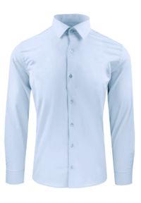 Bawełniana Koszula Elegancka, Slim - Victorio - Błękitna. Kolor: niebieski. Materiał: bawełna, elastan. Styl: elegancki #1