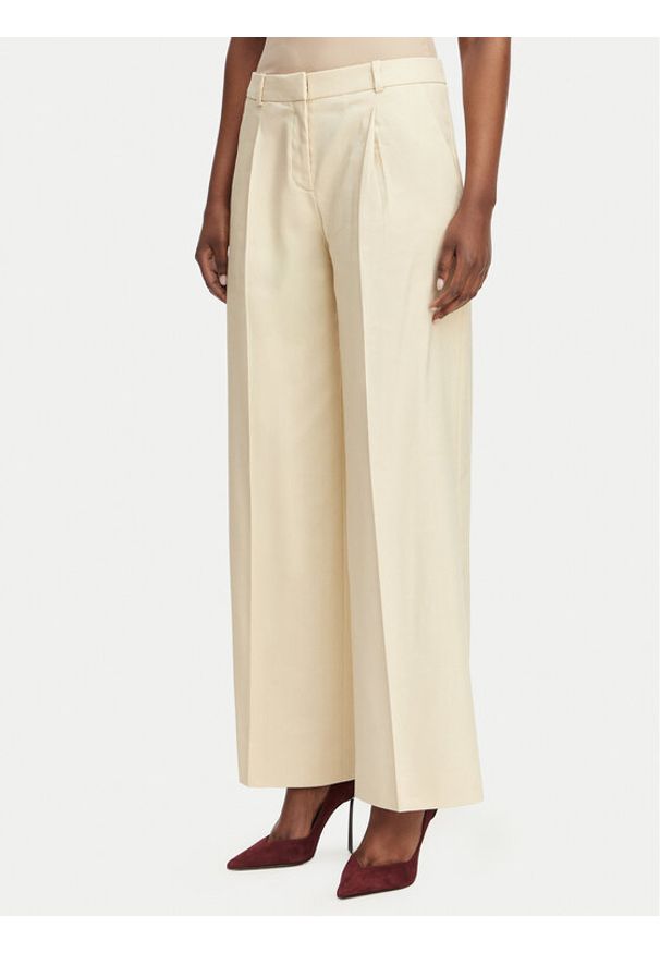 Hugo - HUGO Spodnie materiałowe Halati 50559839 Beżowy Regular Fit. Kolor: beżowy. Materiał: wiskoza