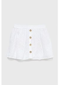 United Colors of Benetton spódnica bawełniana dziecięca kolor biały mini rozkloszowana. Kolor: biały. Materiał: bawełna #1