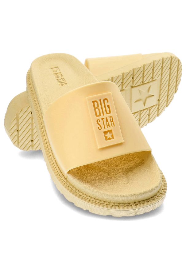 Big-Star - Żółte Klapki Big Star Modne Buty Na Lato. Okazja: na plażę. Kolor: żółty. Sezon: lato. Styl: wakacyjny