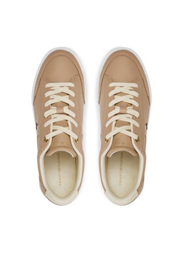 TOMMY HILFIGER - Tommy Hilfiger Sneakersy Essential Chic Court Sneaker FW0FW08322 Beżowy. Kolor: beżowy. Materiał: skóra