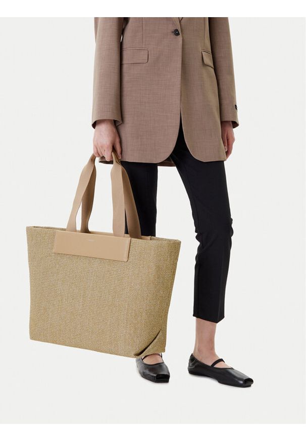 Calvin Klein Torebka Ck Raffia Large Shopper K60K613025 Beżowy. Kolor: beżowy