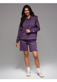 Ombre Clothing - Dresowe szorty unisex ze ściągaczem w pasie – fioletowe V13 - Rozmiar: XS/S. Kolor: fioletowy. Materiał: dresówka. Wzór: aplikacja. Styl: sportowy #12