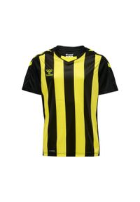 Koszulka dziecięca Hummel Striped. Kolor: żółty, czarny, wielokolorowy. Materiał: tkanina. Wzór: paski #1