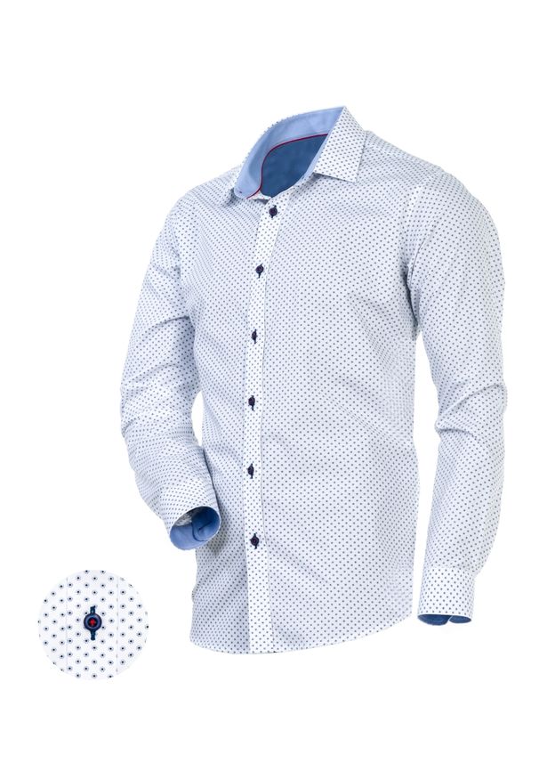Victorio - Modna Koszula Męska, Slim-Fit, 100% BAWEŁNA, Oryginalny Wzorek, Kolorowa. Materiał: bawełna. Długość rękawa: długi rękaw. Długość: długie. Wzór: kolorowy. Styl: elegancki