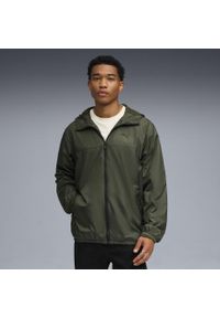 Puma - Męska Wiatrówka o standardowym kroju Essentials PUMA Dark Olive Green. Kolor: zielony. Materiał: guma. Wzór: nadruk. Sport: bieganie