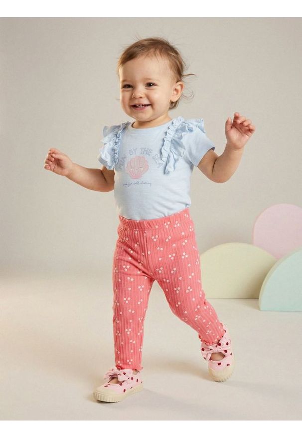 Sinsay - Bawełniane legginsy ze wzorem - różowy. Kolor: różowy. Materiał: bawełna