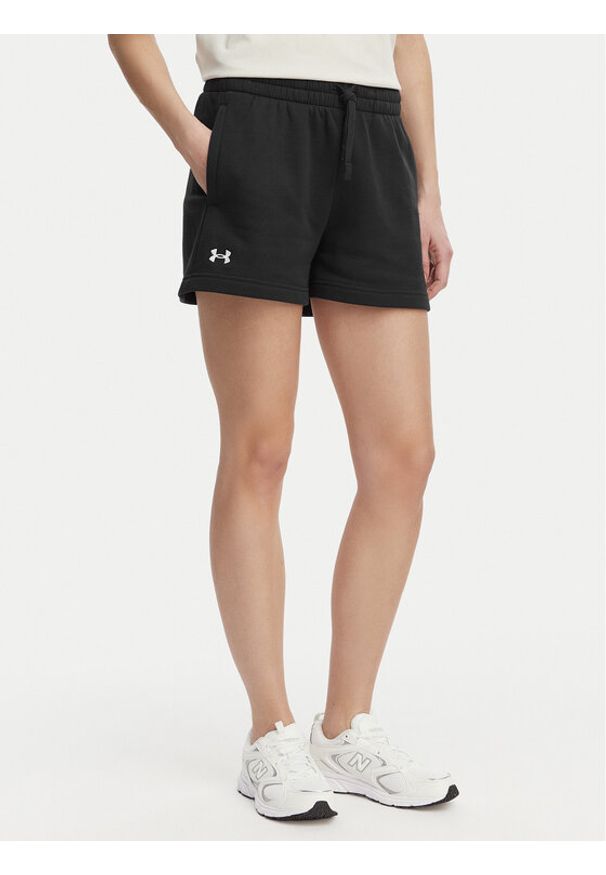 Under Armour Szorty sportowe Rival Fleece Short 1382723-001 Czarny Loose Fit. Kolor: czarny. Materiał: bawełna