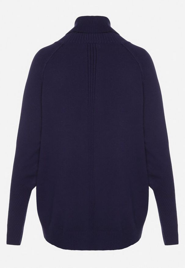 Born2be - Granatowy Klasyczny Golf z Dodatkiem Kaszmiru Zoirmosa. Okazja: na co dzień, do pracy, na spotkanie biznesowe. Typ kołnierza: golf. Kolor: niebieski. Materiał: kaszmir. Długość rękawa: długi rękaw. Długość: długie. Styl: klasyczny