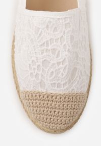 Born2be - Białe Koronkowe Espadryle z Plecionką na Nosku Zynava. Kolor: biały. Materiał: koronka. Sezon: wiosna, lato. Styl: klasyczny #7