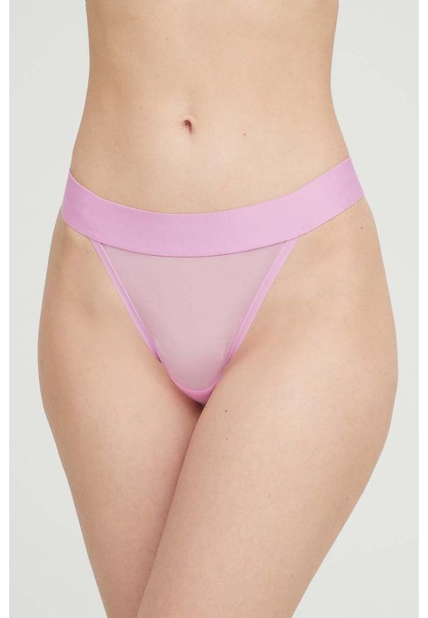 DKNY - Dkny stringi transparentne. Kolor: różowy. Materiał: bawełna, materiał