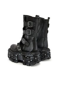 NEW ROCK Botki M-373SC-C1 Szary. Kolor: szary. Materiał: skóra. Styl: rockowy
