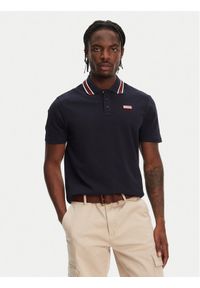 Hunter Polo Noris SS HARM0037242 Granatowy Regular Fit. Typ kołnierza: polo. Kolor: niebieski. Materiał: bawełna