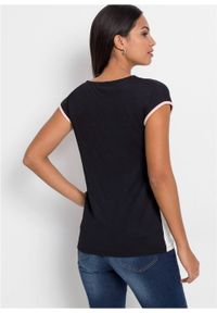 Shirt z cekinami bonprix czarno-jasnoróżowo-biel wełny. Kolor: czarny. Materiał: wełna #2