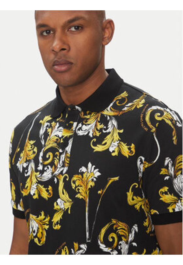 Versace Jeans Couture Polo 78GAG6S0 Czarny Regular Fit. Typ kołnierza: polo. Kolor: czarny. Materiał: bawełna