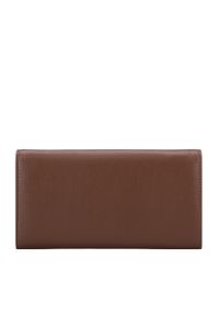 Wittchen - Damski portfel z ekoskóry z trójkątną klapą brązowy. Kolor: brązowy. Materiał: skóra ekologiczna. Wzór: motyw zwierzęcy