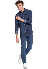 Wrangler - KOSZULA JEANSOWA MĘSKA WRANGLER L/S WESTERN SHIRT DARK INDIGO W5870O61E. Materiał: jeans. Długość rękawa: długi rękaw. Długość: długie. Wzór: jednolity. Styl: elegancki #5