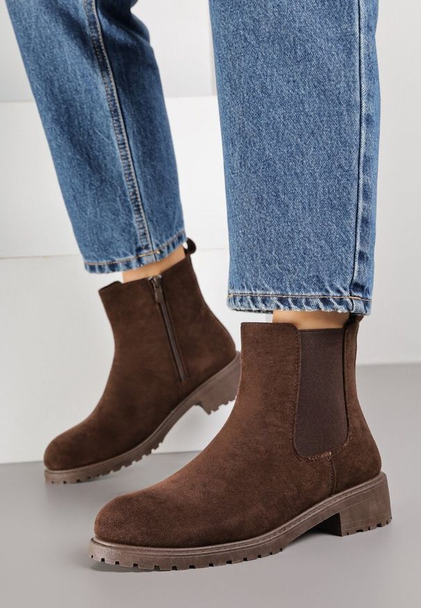 Born2be - Brązowe Botki w Stylu Sztybletów z Elastyczną Wstawką Kanelle. Okazja: do pracy, na co dzień. Kolor: brązowy. Styl: casual, elegancki