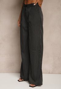 Renee - Czarny Komplet w Garniturowym Stylu Spodnie Wide Leg i Kamizelka Onirette. Kolor: czarny